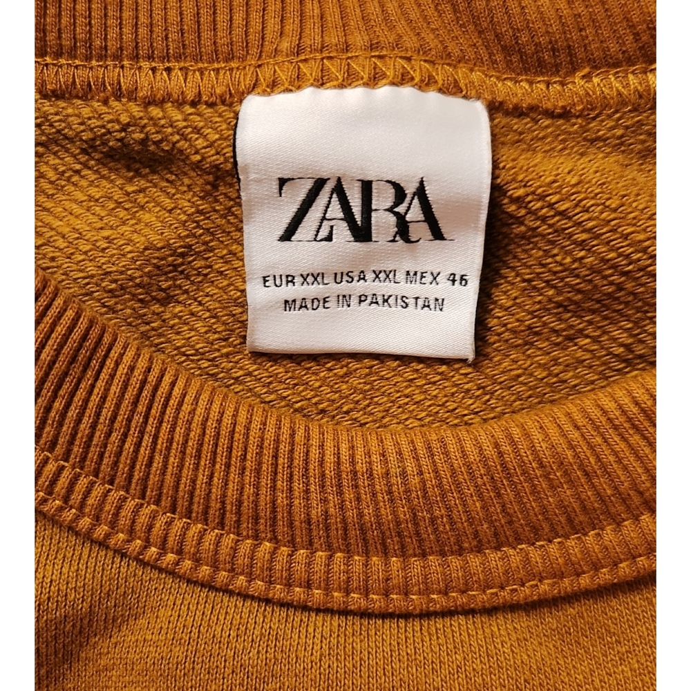 Zara Long Sleeve Pullover Top Mens XXL Brown Orange Cream Rust - Picture 4 of 6